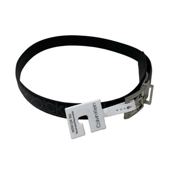 Calvin Klein Men's Plain Leather Belt Long Reversible Logo Black 41002353 010 - Picture 3 of 6